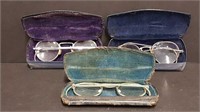 3 PAIRS ANTIQUE EYEGLASSES