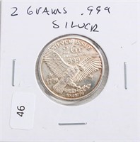 2 GRAMS .999 SILVER ROUND