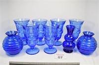 Assortment of 1970's Blue Glassware