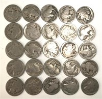 (25) US Buffalo Nickels 5 Cent Coin