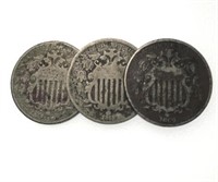 1867-69 US Shield Nickels (3)