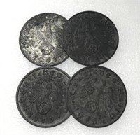 (4) German Third Reich WWII Pfennig Coins