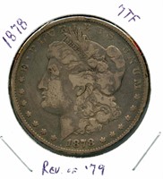 1878 Morgan Silver Dollar - 7TF, Reverse of 1879