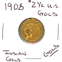 1908 $2 1/2 U.S. Gold Indian - Great Historic