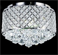 Chrome Round Metal Shade Crystal Chandelier