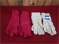 Cream Knit Gloves & Hot Pink Knit Gloves