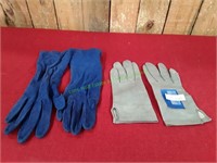Grey Leather Gloves & Blue Suede Gloves