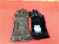 Black Leather Gloves & Black Velvet Gloves