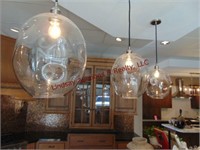 3 glass light fixtures (SEE PICS) BUYER MUST CAP &