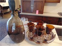 Approx 10 pcs: wine glasses, goblets, pitcher,