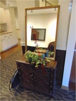 Wood storage cabinet w/ 2 mirrors & other