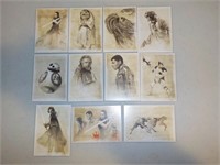 Star Wars Last Jedi Illustrated Set of 11 cards