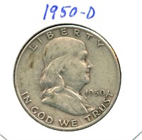 1950-D Franklin Silver Half Dollar