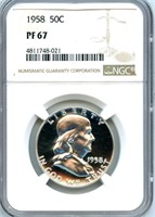 1958 Franklin Silver Half Dollar - Proof 67 NGC