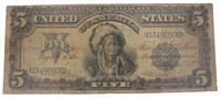 1899 Series Indian Chief $5.00 Silver Certificate