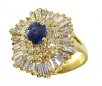 14kt Gold Natural 3.90 ct Sapphire & Diamond Ring