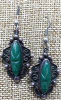 Sterling and Green Stone Earrings