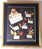 Framed Vintage GE Christmas Bulb Advert