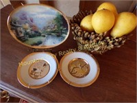 Box Lot - Decorative Bird Plates and Fruit