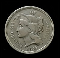 1865 3 Cent Ni (Nickel) - Civil War Period