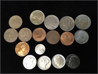 (17) US Type Coins Cents, Nickels, and Dimes