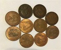 (10) Large Great Britian Pennys Mixed Dates