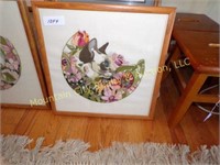 Pair of  Framed Needlepoint Cats