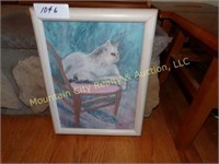 Watercolor Cat Painting Framed