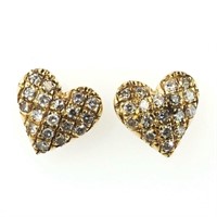 14 Karat Gold 0.25 Ctw Diamond Heart Earrings