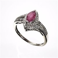 10kt Gold Marquise Ruby & Diamond Estate Ring