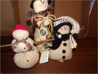 Box Lot -  3 Cloth Snowmen