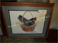 Framed & Matted "Chicken in a Basket" by Fleming