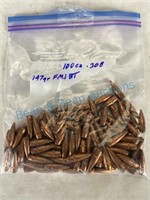 100pcs, 30cal, 147 gr FMJBT bullets