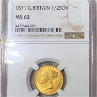 1871 British Half Sovereign NGC - MS62