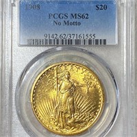 1908 $20 Gold Double Eagle PCGS - MS 62 NM