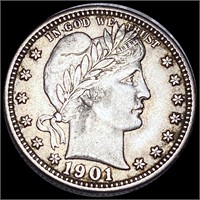 1901 Barber Silver Quarter NEARLY UNCIRCULATED