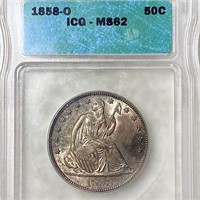 1858-O Seated Half Dollar ICG - MS62