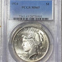 1924 Silver Peace Dollar PCGS - MS65