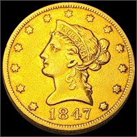 1847 $10 Gold Eagle NEARLY UNCIRCULATED