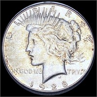 1928-S Silver Peace Dollar ABOUT UNCIRCULATED
