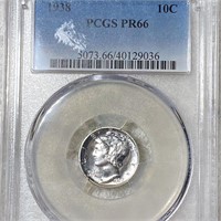 1938 Mercury Silver Dime PCGS - PR66
