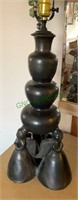Large black pottery lamp - vintage southwest