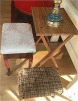 Folding side table and 2 foot stools - one from