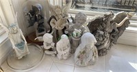 8 angel figures - porcelain and molded plastic.