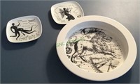 China - three-piece lot - Iroquois bowl, two Lemos