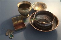 Brass and copper lot - seven piece lot - decorated