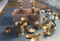 Miscellaneous lot - brass candlesticks holder,