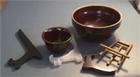 Miscellaneous lot - one antique brown bowl - one