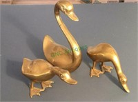 Vintage brass duck figurines - lot of three.