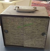 Vintage slide storage box - metal, filled with